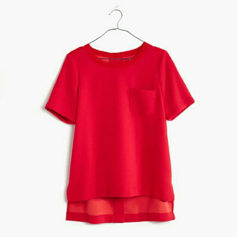 Madewell Red Industry Buffon Down Back Top | XS